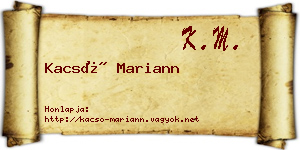 Kacsó Mariann névjegykártya